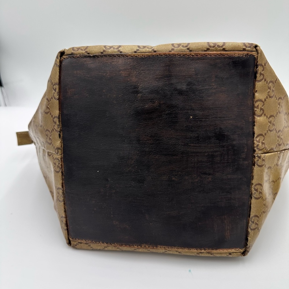 GUCCI GG Crystal Small Tote Bag Gold Gray Brown - Picture 7 of 15